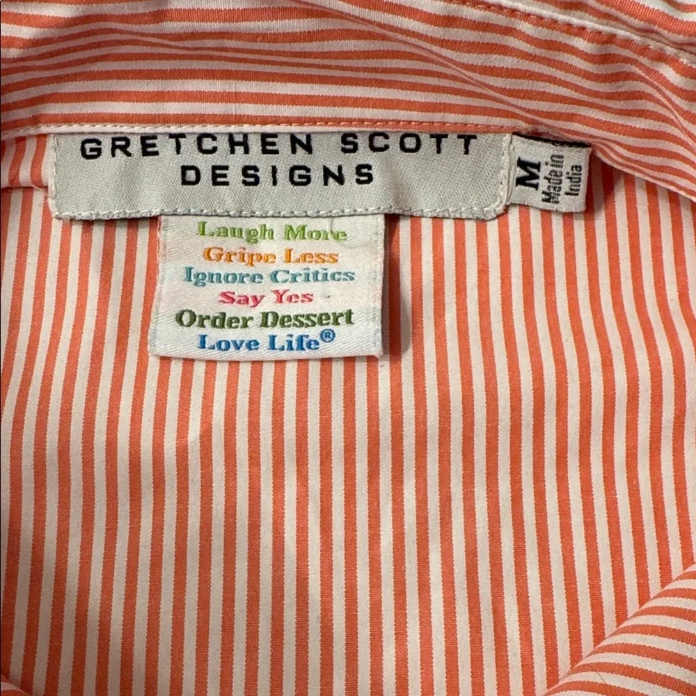 Gretchen Scott Designs Priss Brooks Blouse - Stripe in Tangerine EUC Size M - Picture 8 of 9